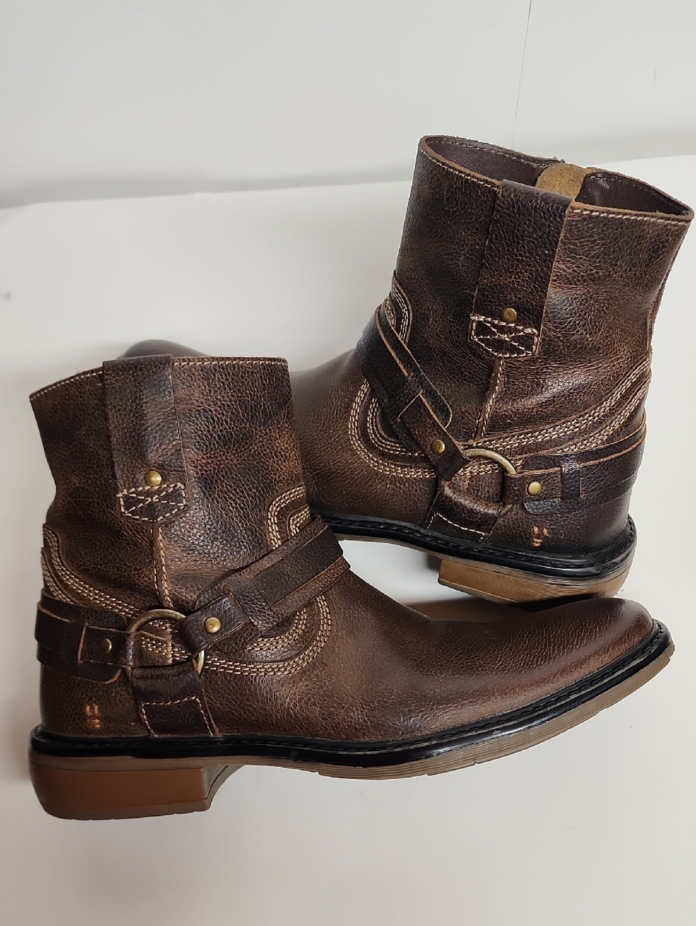 Bed Stu Mens Brown Leather Colton II Harness Boots Sz 9.5 Made In India QUALITY